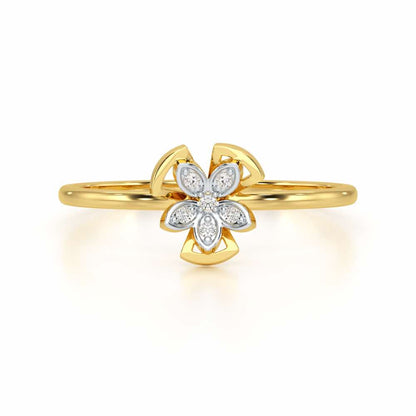 Dainty Flower Silver Ring - Yellow Gold - Image 4