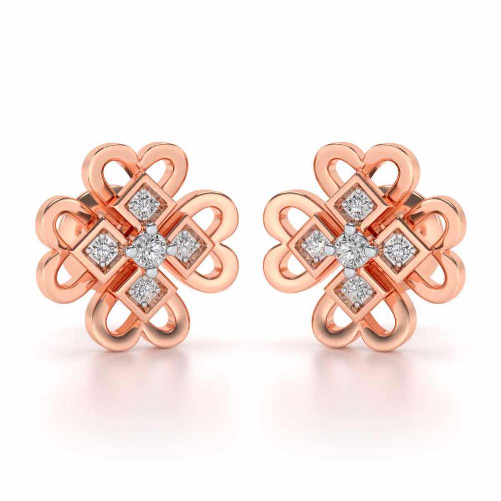 Dainty Hearts Silver Studs - Rose Gold - Image 1