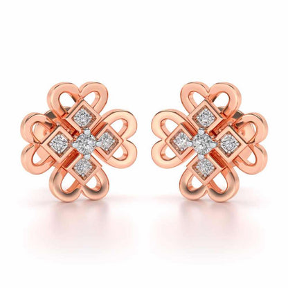 Dainty Hearts Silver Studs - Rose Gold - Image 1