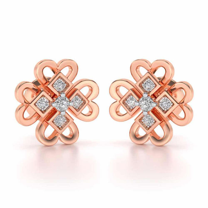 Dainty Hearts Silver Studs - Rose Gold - Image 1