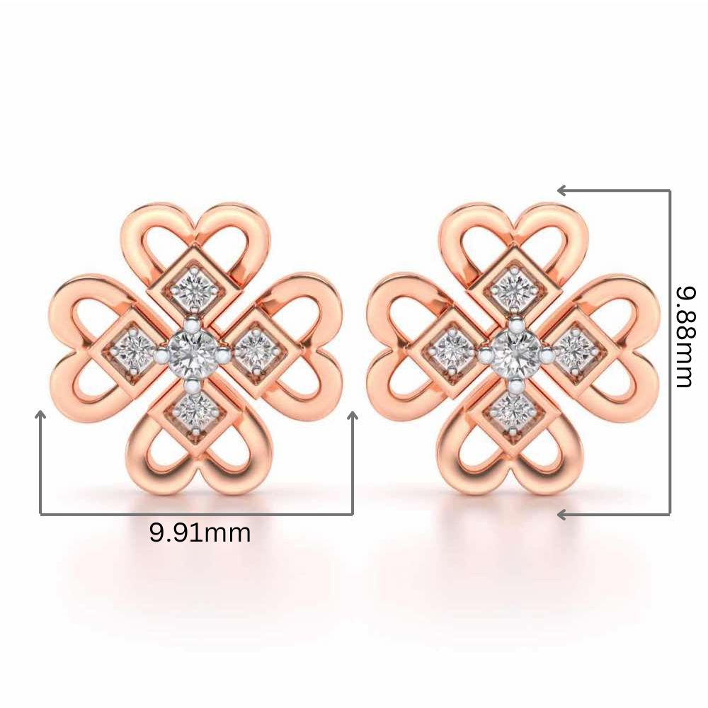 Dainty Hearts Silver Studs - Rose Gold - Image 2