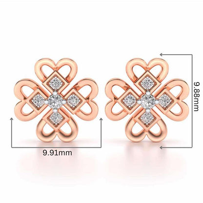 Dainty Hearts Silver Studs - Rose Gold - Image 2