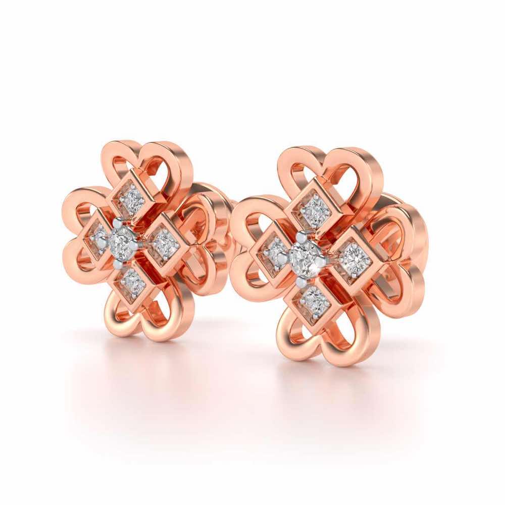 Dainty Hearts Silver Studs - Rose Gold - Image 3