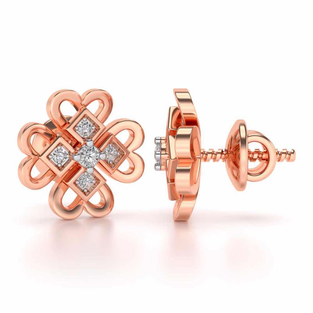 Dainty Hearts Silver Studs - Rose Gold - Image 4