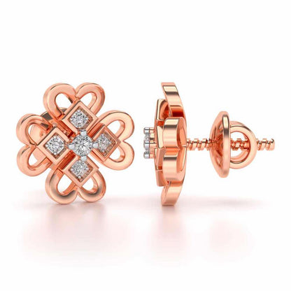 Dainty Hearts Silver Studs - Rose Gold - Image 4