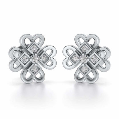 Dainty Hearts Silver Studs - White Gold - Image 1