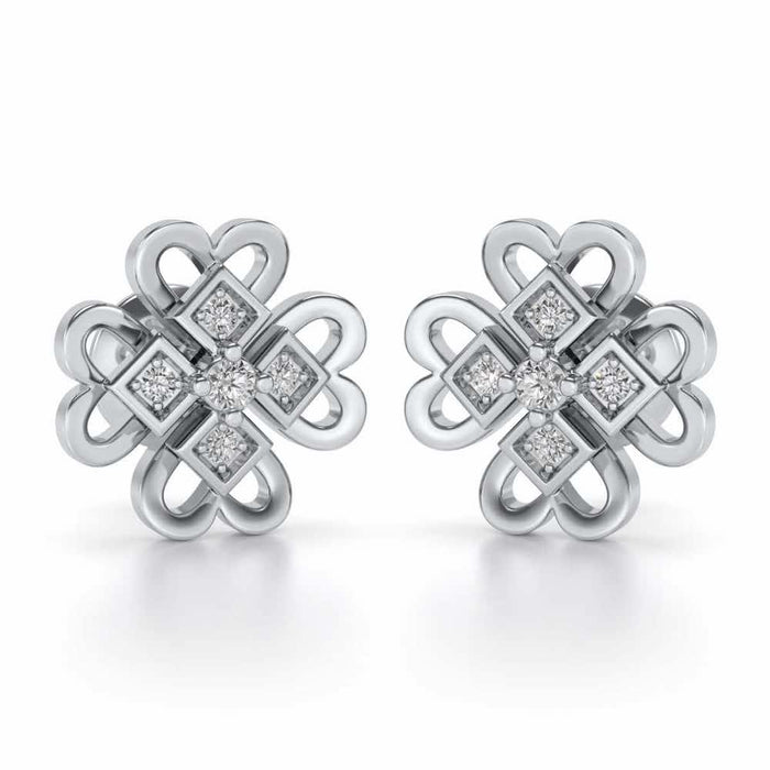 Dainty Hearts Silver Studs - White Gold - Image 1
