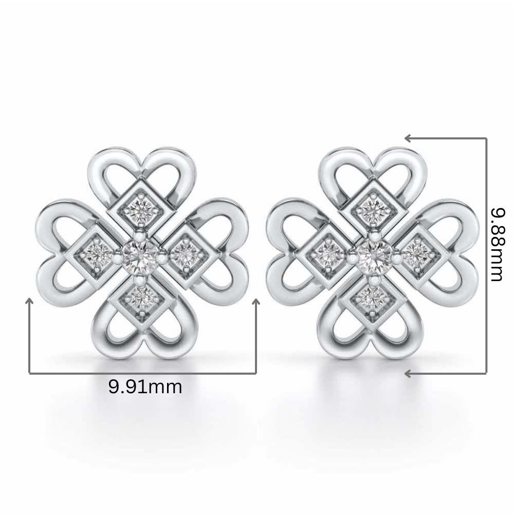 Dainty Hearts Silver Studs - White Gold - Image 2