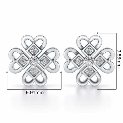 Dainty Hearts Silver Studs - White Gold - Image 2