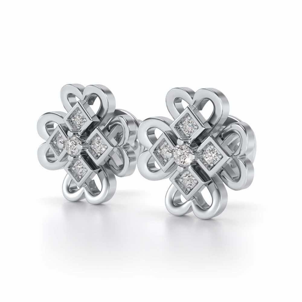 Dainty Hearts Silver Studs - White Gold - Image 3