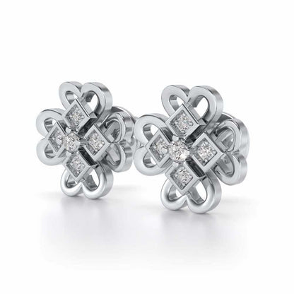 Dainty Hearts Silver Studs - White Gold - Image 3