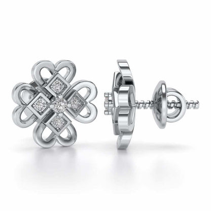 Dainty Hearts Silver Studs - White Gold - Image 4