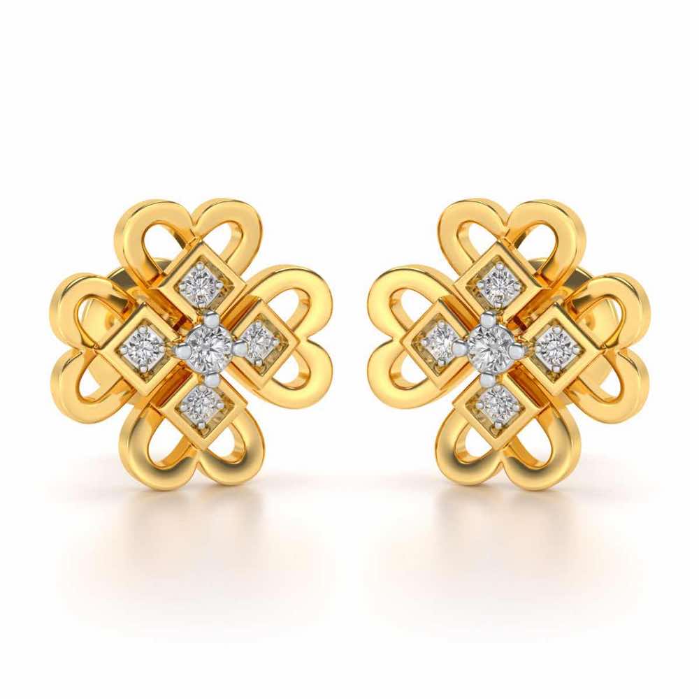 Dainty Hearts Silver Studs - Yellow Gold - Image 1