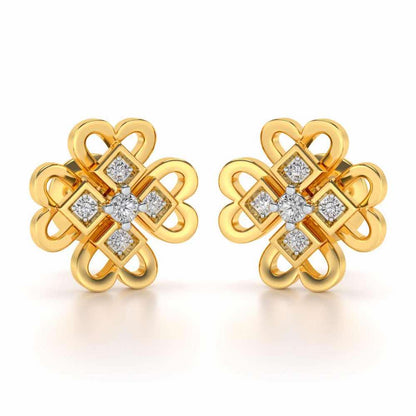 Dainty Hearts Silver Studs - Yellow Gold - Image 1