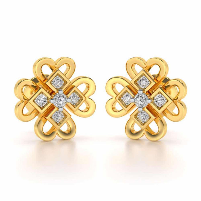 Dainty Hearts Silver Studs - Yellow Gold - Image 1