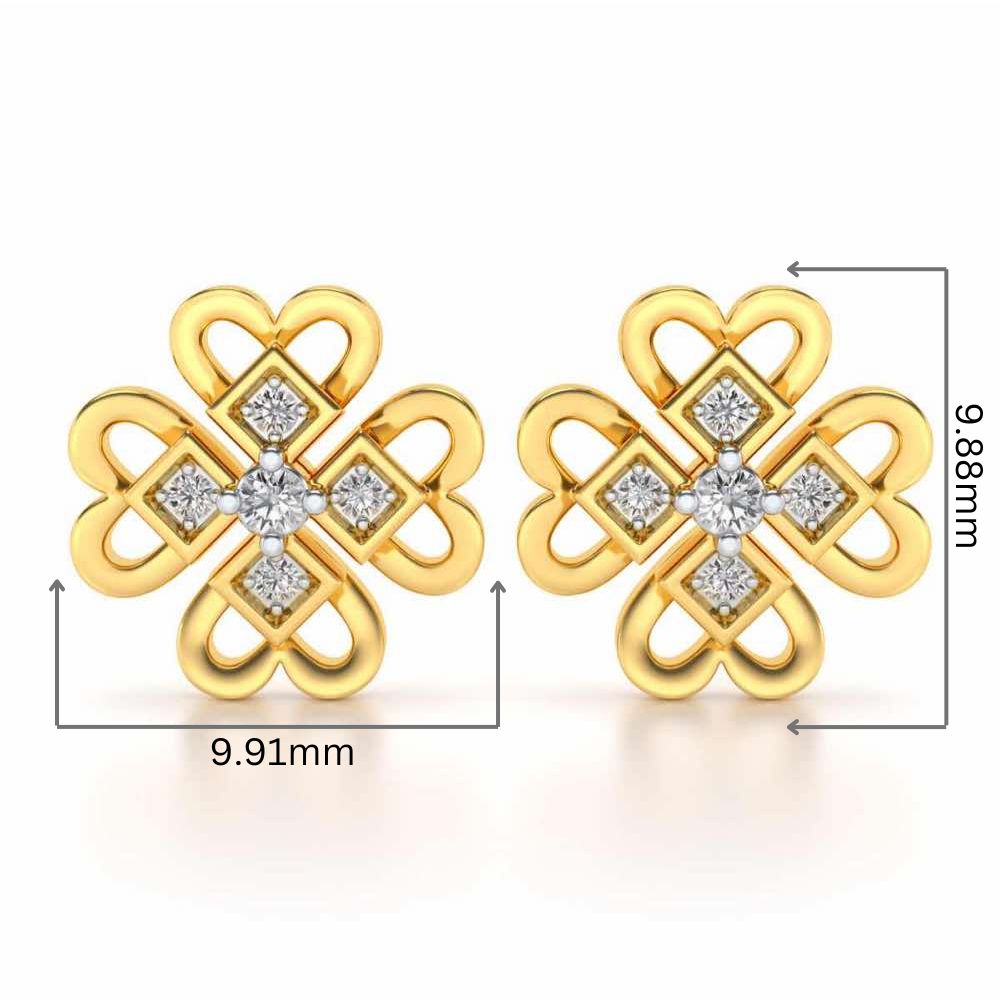 Dainty Hearts Silver Studs - Yellow Gold - Image 2