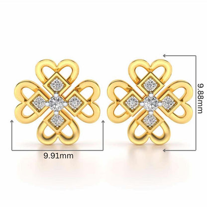 Dainty Hearts Silver Studs - Yellow Gold - Image 2