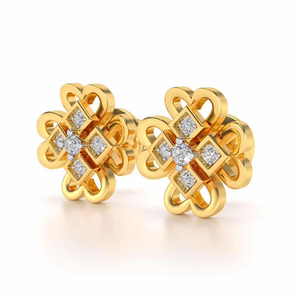 Dainty Hearts Silver Studs - Yellow Gold - Image 3