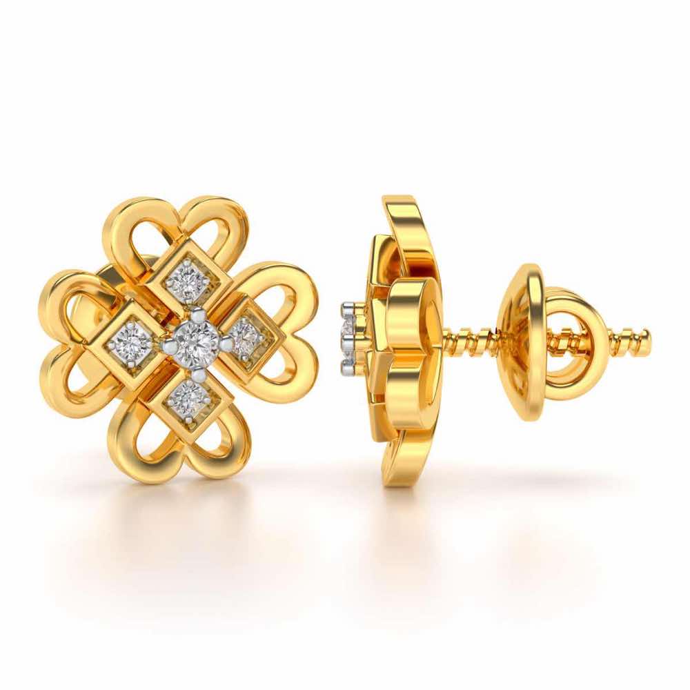 Dainty Hearts Silver Studs - Yellow Gold - Image 4