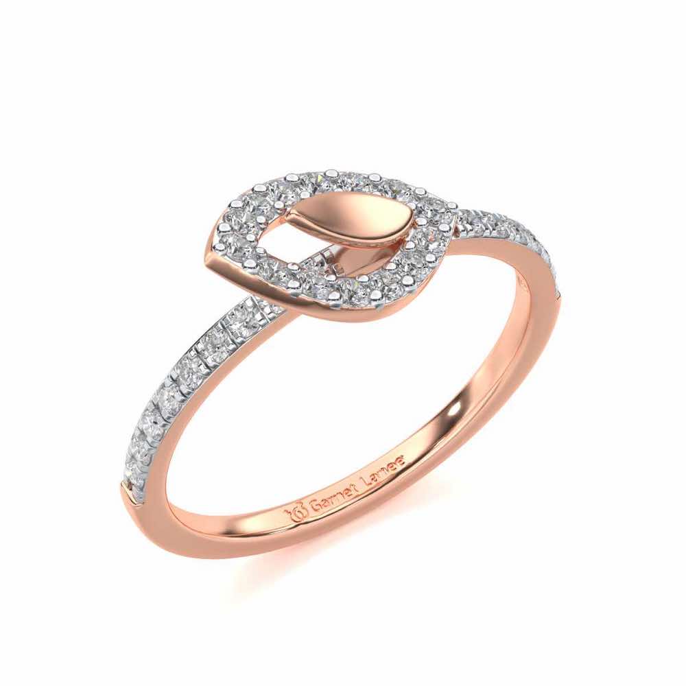 Dainty Leaf Silver Ring - Rose Gold - Image 1