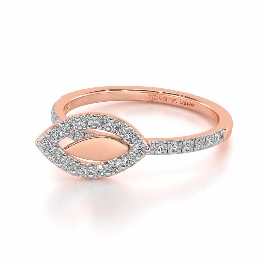 Dainty Leaf Silver Ring - Rose Gold - Image 2