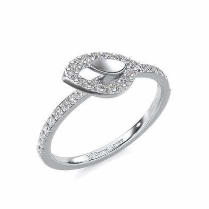 Dainty Leaf Silver Ring - White Gold - Image 1