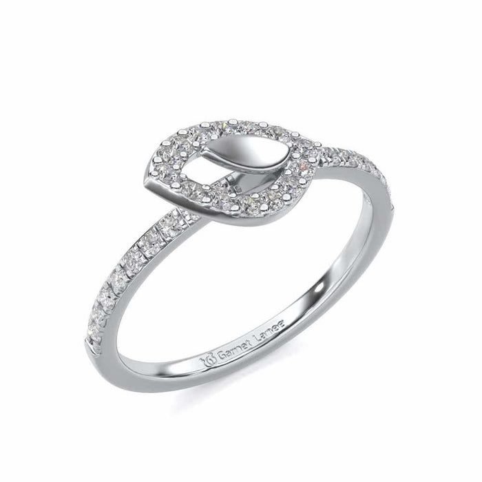 Dainty Leaf Silver Ring - White Gold - Image 1