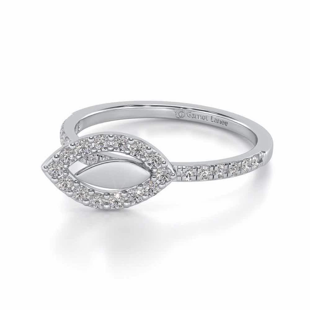 Dainty Leaf Silver Ring - White Gold - Image 2