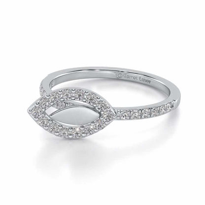 Dainty Leaf Silver Ring - White Gold - Image 2