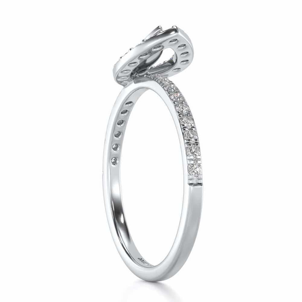 Dainty Leaf Silver Ring - White Gold - Image 3
