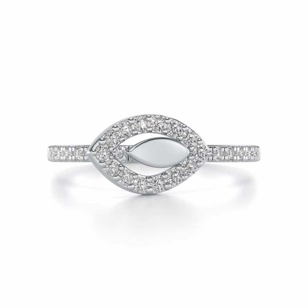 Dainty Leaf Silver Ring - White Gold - Image 4