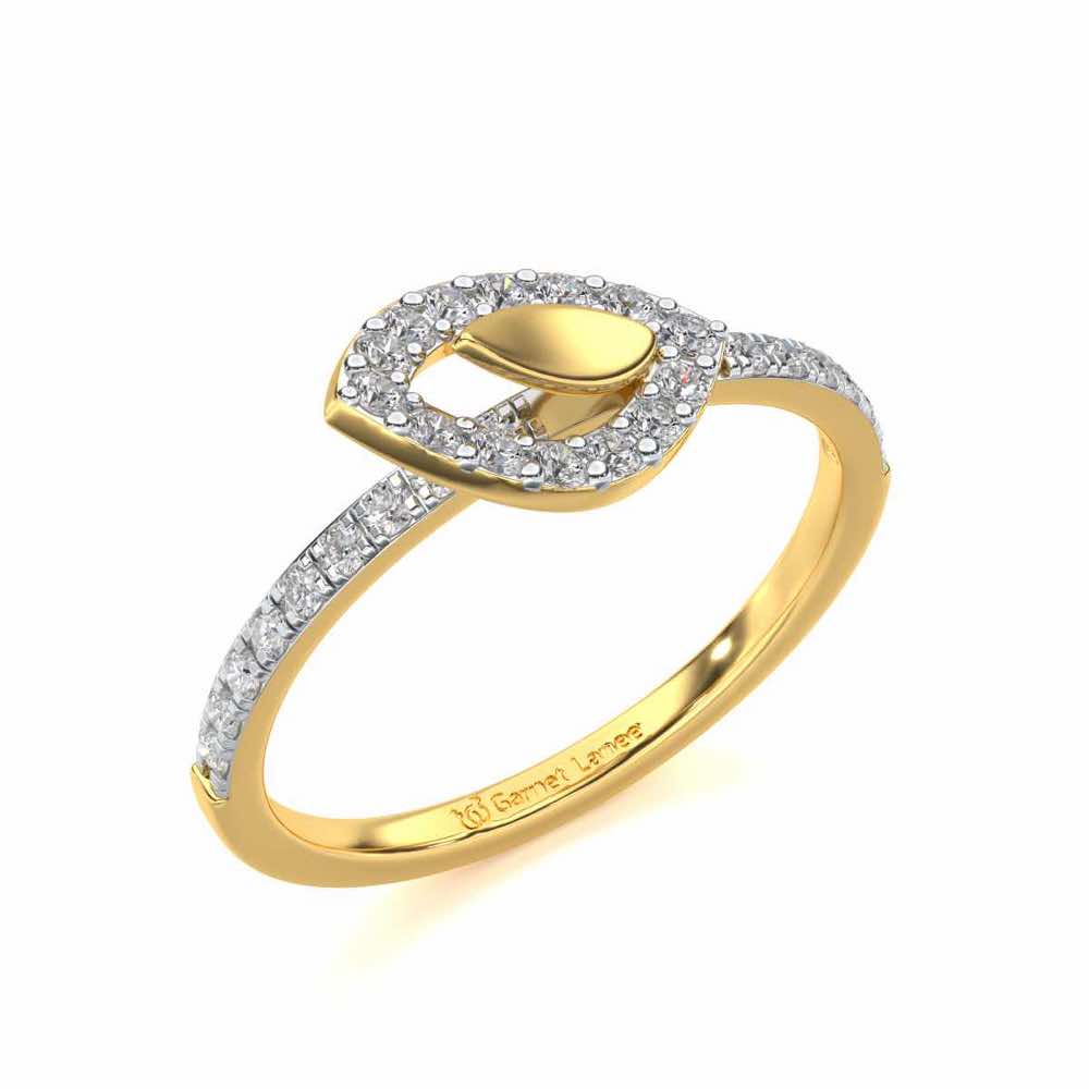 Dainty Leaf Silver Ring - Yellow Gold - Image 1