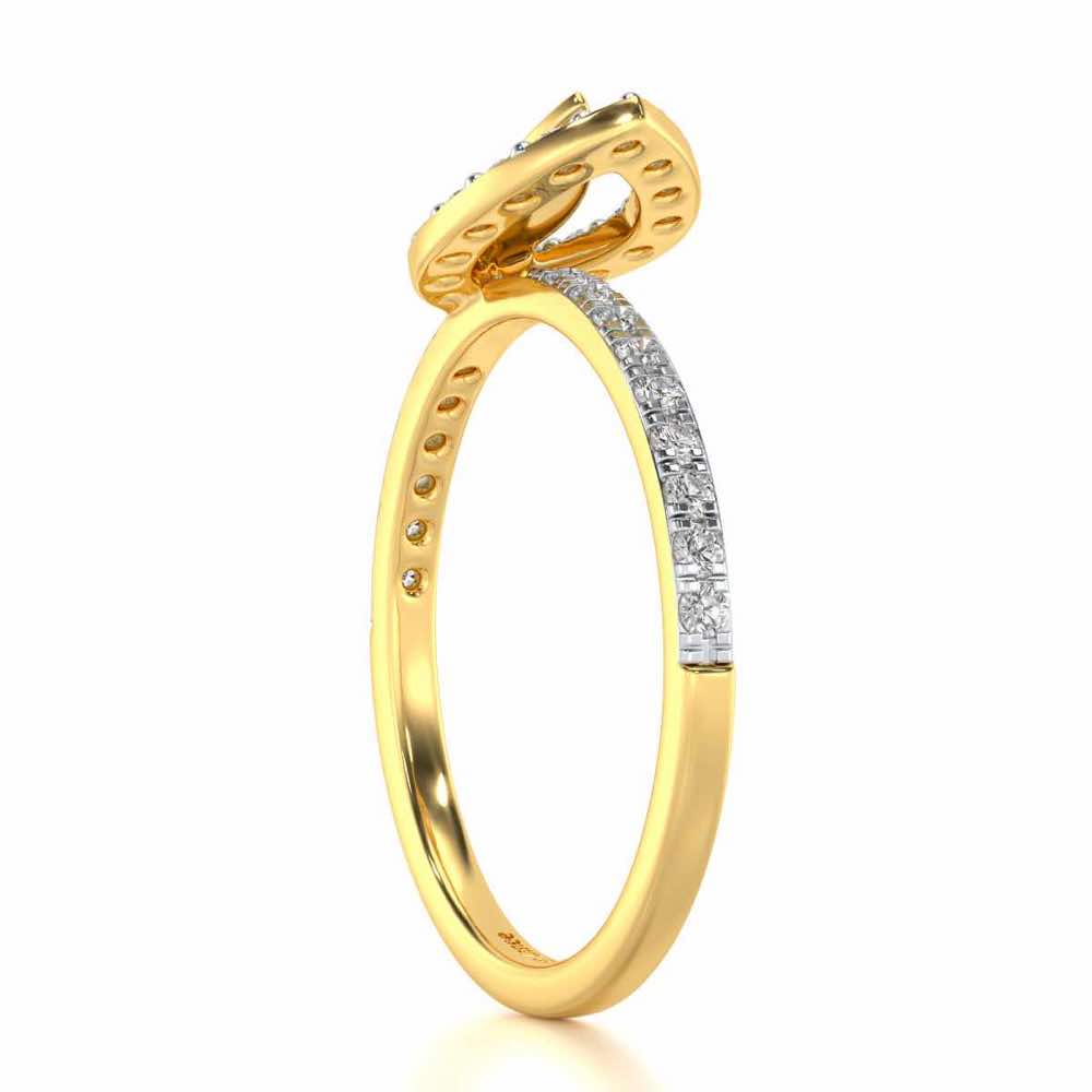 Dainty Leaf Silver Ring - Yellow Gold - Image 3