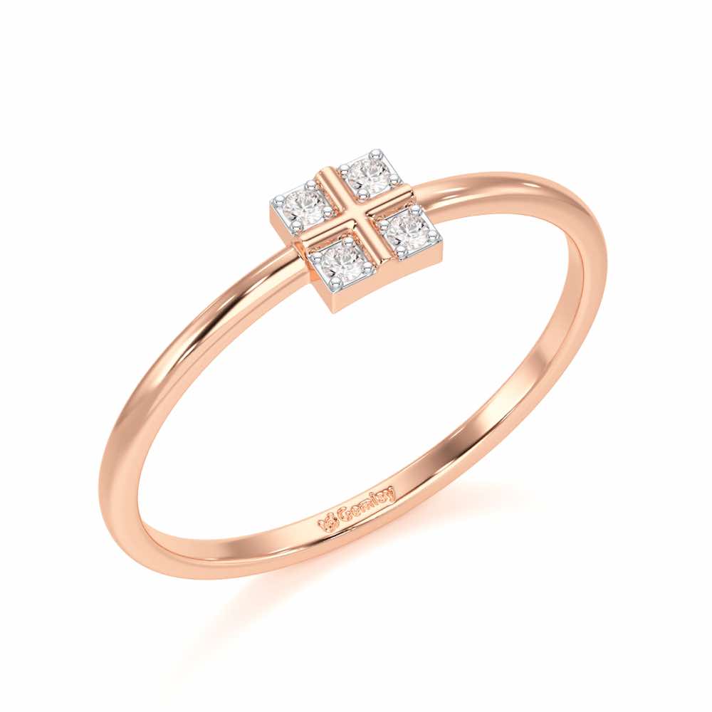 Dainty Square Silver Ring - Rose Gold - Image 1