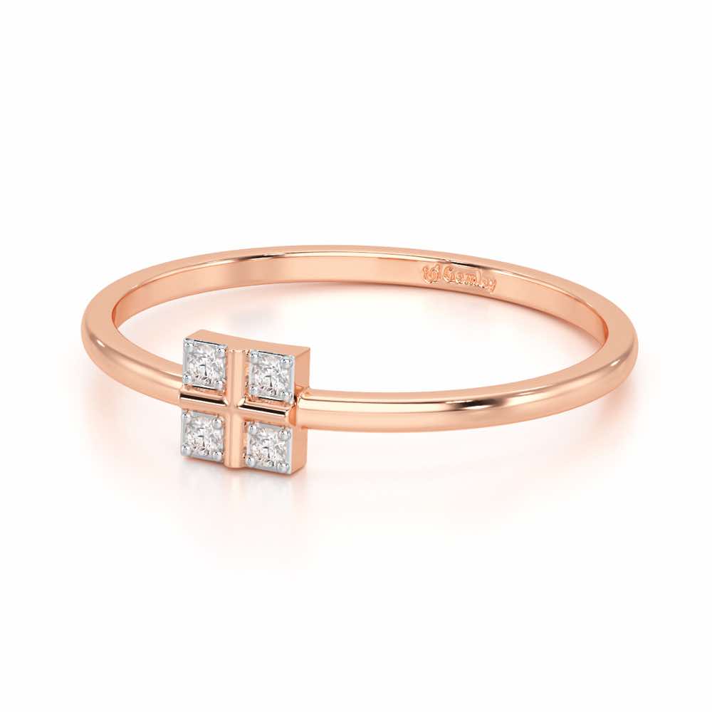 Dainty Square Silver Ring - Rose Gold - Image 2