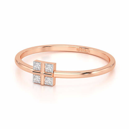 Dainty Square Silver Ring - Rose Gold - Image 2