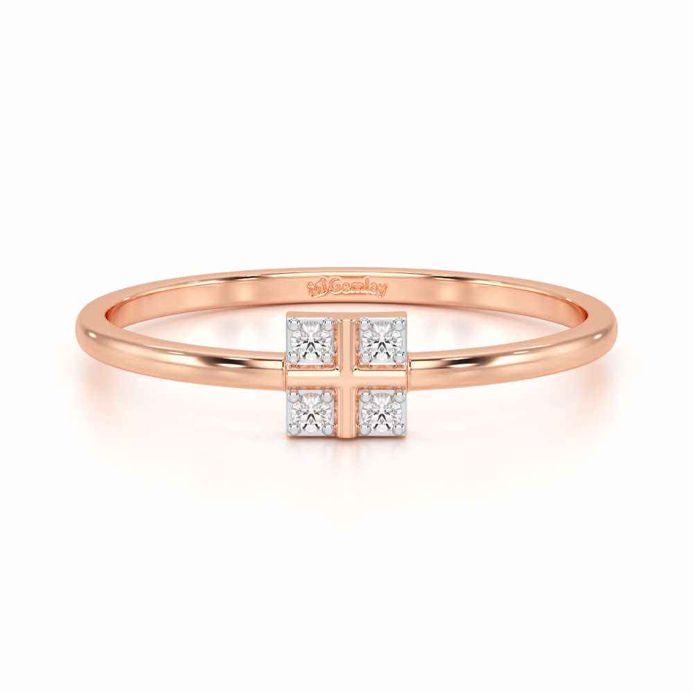 Dainty Square Silver Ring - Rose Gold - Image 4