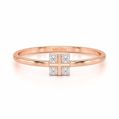 Dainty Square Silver Ring - Rose Gold - Image 4
