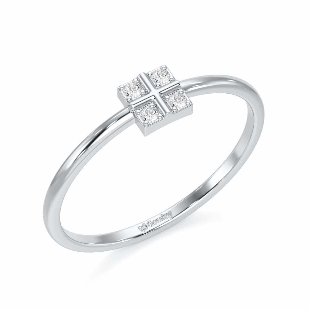 Dainty Square Silver Ring - White Gold - Image 1