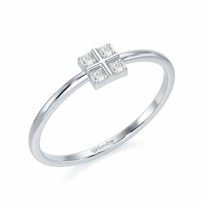 Dainty Square Silver Ring - White Gold - Image 1