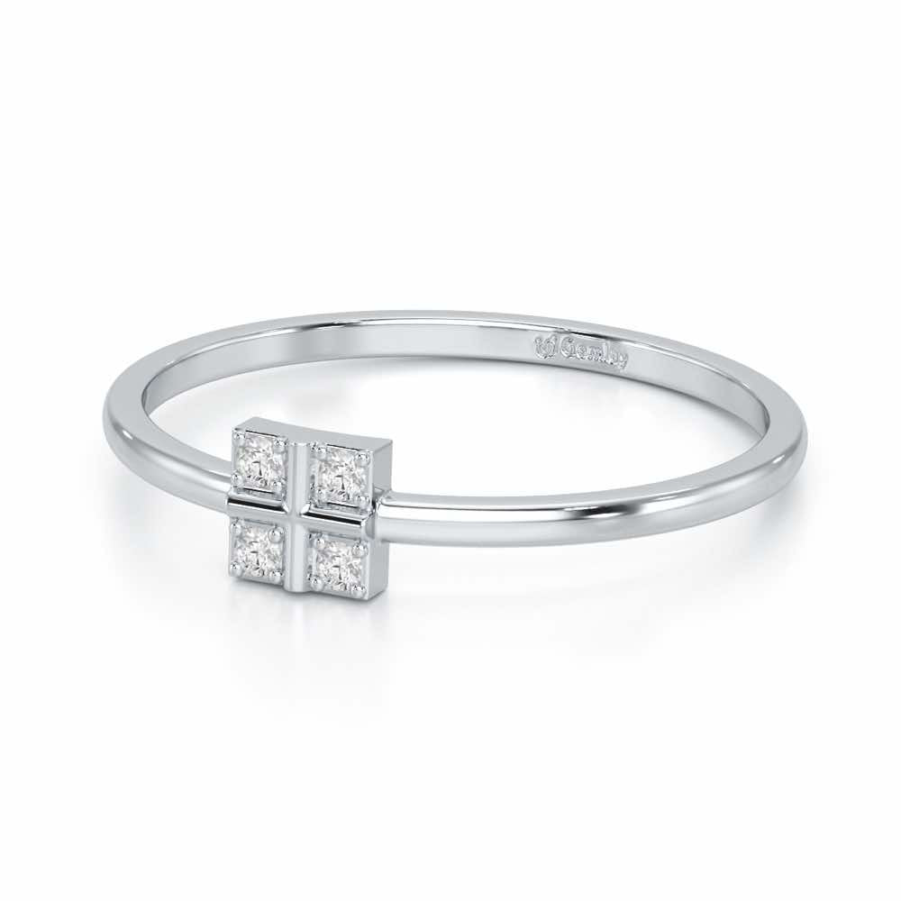 Dainty Square Silver Ring - White Gold - Image 2