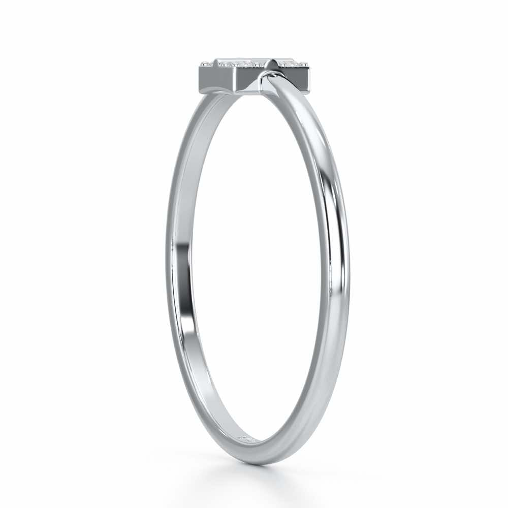 Dainty Square Silver Ring - White Gold - Image 3