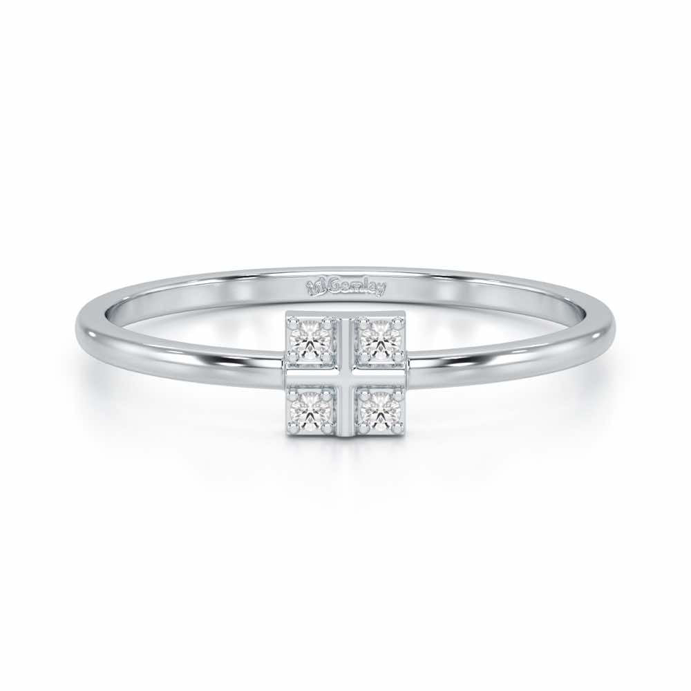Dainty Square Silver Ring - White Gold - Image 4