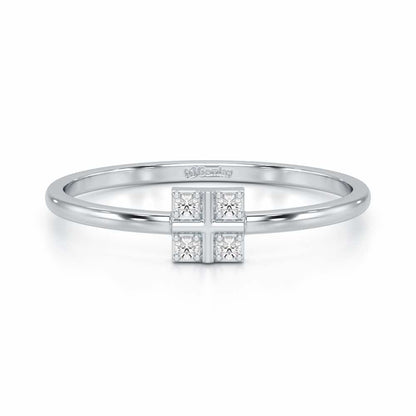 Dainty Square Silver Ring - White Gold - Image 4