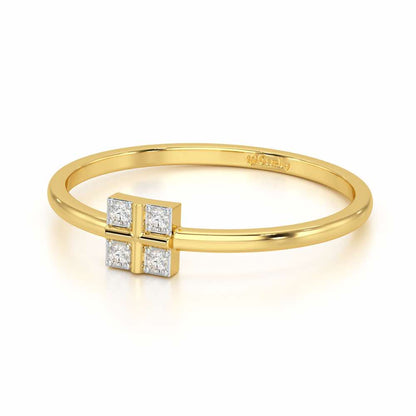 Dainty Square Silver Ring - Yellow Gold - Image 2