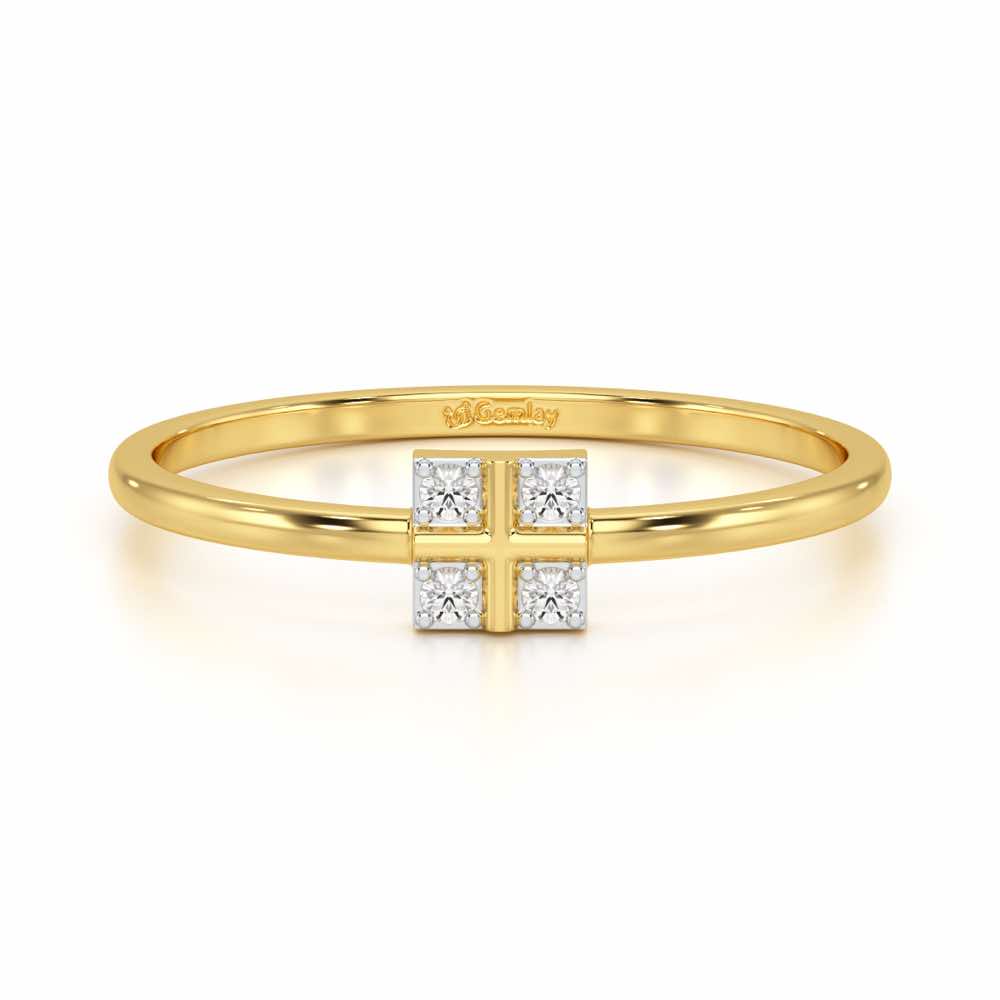 Dainty Square Silver Ring - Yellow Gold - Image 4