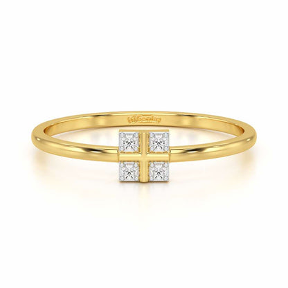 Dainty Square Silver Ring - Yellow Gold - Image 4