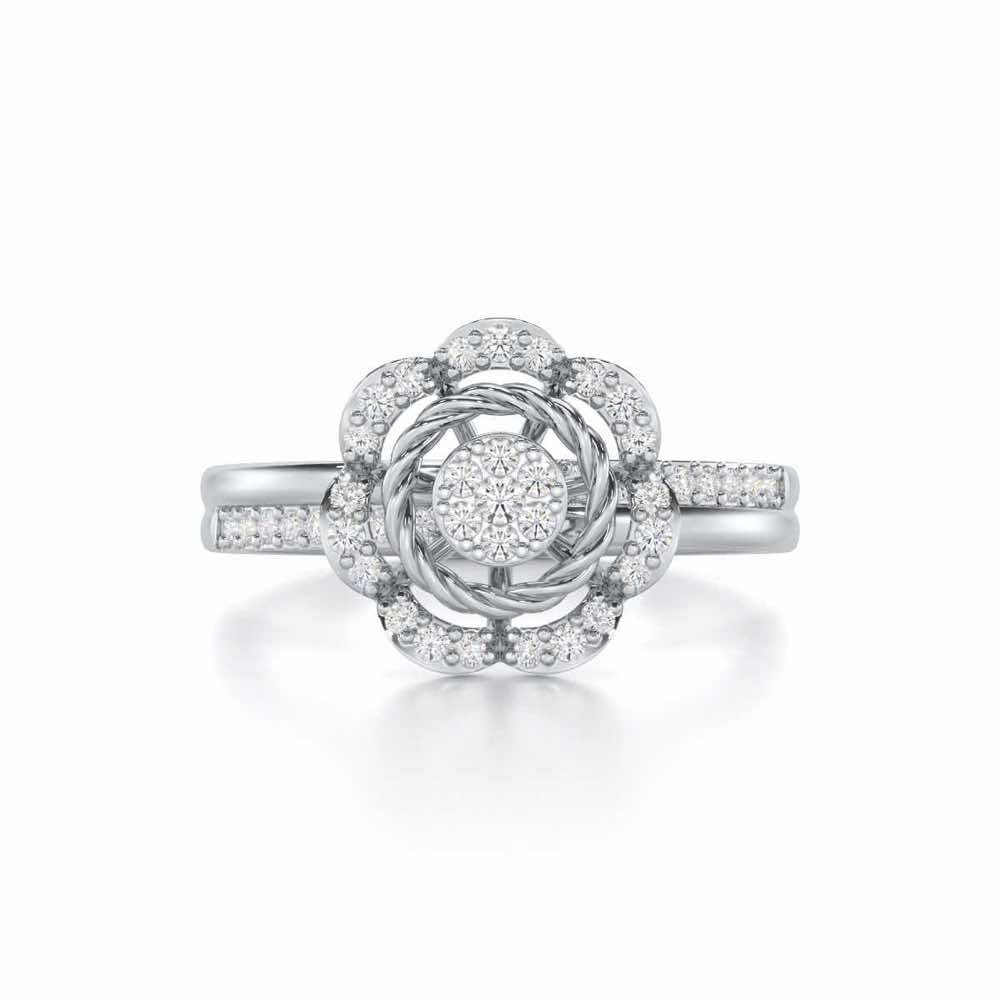 Daisy Delight Silver Ring - White Gold - Image 4