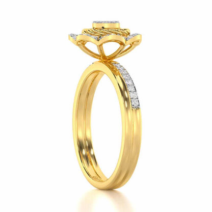 Daisy Delight Silver Ring - Yellow Gold - Image 3