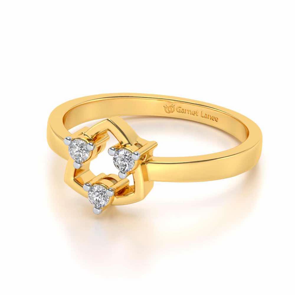 Damini Silver Ring - Yellow Gold - Image 2